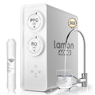 Lamon R1 Reverse Osmosis System, 600GPD, Mineralization, 6-Stage with 0.0001µm Water RO Filtration, NSF/ANSI 42 Certified, Under Sink Installation
