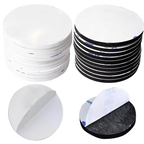 20 Pezzi Pad Biadesivo, Nero Nastro Biadesivo Extra Forte Riutilizzabile Stretch Adesivo Tondo 5 cm di Diametro per Articoli Da Incollare