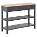 Lasamot szafka boczna wielofunkcyjna szafka kuchenna szafka kuchenna Szafa przednia, komoda szafa stolik do salonu MDF kolor czarny + drewno 110 × 35 × 80 cm