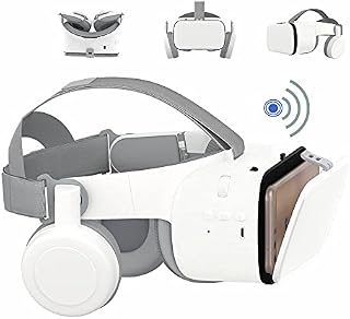 VR Glasses for phones, Bluetooth VR Headset for iphone/ Samsung phone 3D Virtual Reality Glasses with Wireless Remote Control, VR Glasses for Movies & Games Compatible for Android / iOS Phones (White)