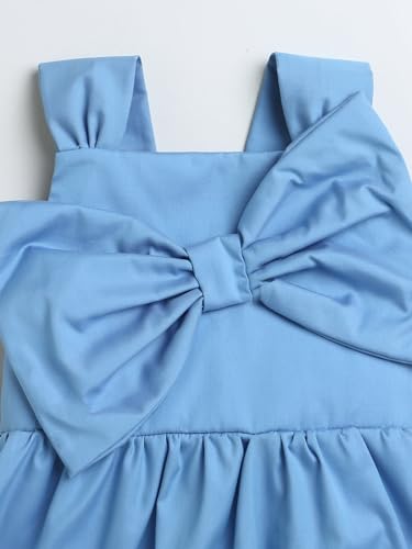 Image of Big Bow Design Sleeveless Dress Girls Summer Frock Clothing