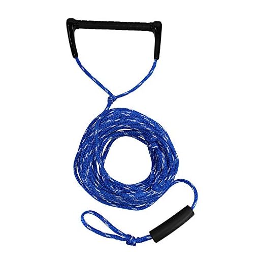 Water Ski Wakeboard Kneeboard Rope for Boating - 1-Section Waterski Watersports Rope - 12 in Floating Handle - Ropes for Waterskiing, Wake Board Tow, Towing Tubes, Towable Boat Sports (3/8 in x 75 ft)