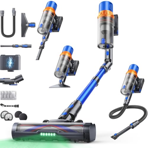 Image of Cordless Vacuum Cleaner, 650W /55KPa /70Mins Stick Vacuum with Bendable Wand, 3.3 ft Hose, Auto Mode, Self-Standing, Aromatherapy, V-Shaped Anti-Tangle Brush for Hard Floor, Carpet & Pet Hair (X13)