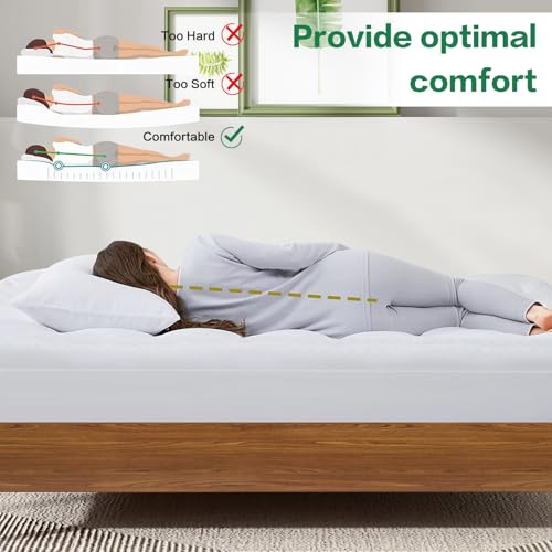 BaliChun Twin XL Size Mattress Pad Cotton Top Mattress Topper Fitted Quilted Mattress Cover Soft Breathable Pillow Top Cooling Mattress Protector Stretches up 8"-21" Deep Pocket (39×80 Inches, White) by BaliChun - Image 4