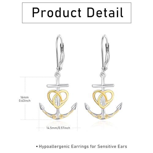 Palpitate Anchor Earrings Dangle Sterling Silver Dangling Earrings for Women Mather day Jewelry Gifts2