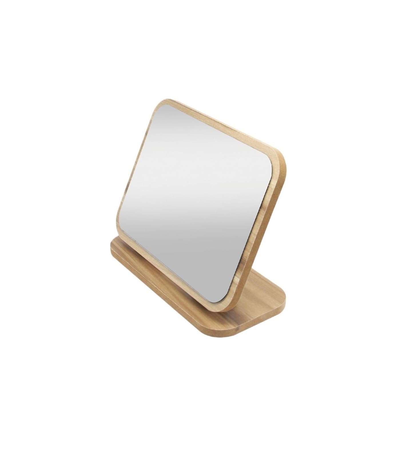 QWWQYDY Vanity Mirror Wooden Desk Mirror Swivel Single-Sided Makeup Table Mirror, Portable Removable Countertop Private Room High-Definition Make Up(YG-05)
