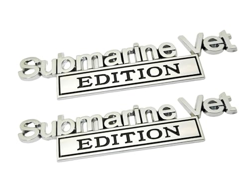 Image of 2pcs Metal Submarine Vet Edition Side Emblem Badge Sticker Decal Replacement for All Pickup Truck Car Truck Motorcycle (Silver Black)