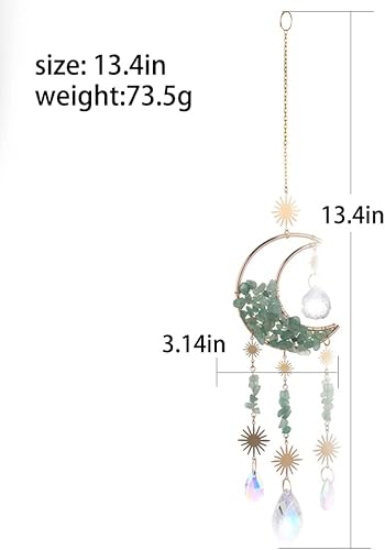 Miniatura 5 de Atrapasoles hecho a mano con cristal de luna, prisma de estrella, atrapasoles de arco iris, colgantes para ventana, jardín, hogar, patio, decoración