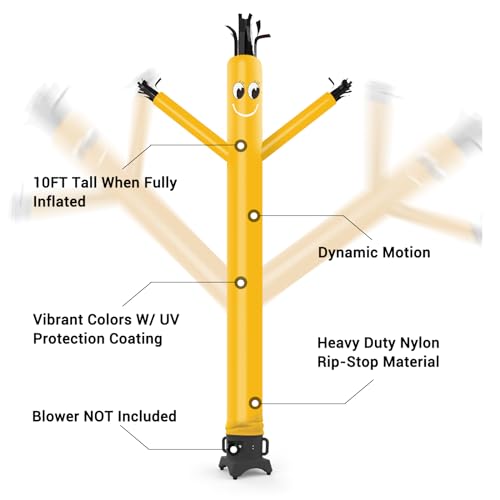 Image of MOUNTO 10ft Inflatable Dancers Tube Man Attachment - 10 Feet 12inch Tall Wacky Waving Inflatable Dancing Tube Guy, High Durability Rip-Stop Nylon (Blower Not Included) (Yellow)