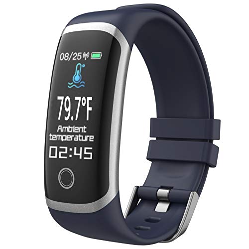 Smart Watch, CNPGD Fitness Tracker for Men Women, Bracelet Band with 24 Hour Body Temperature Heart Rate Monitor Blood Pressure Blood Oxygen(SpO2) Waterproof smartwatch for iPhone Android Phones(Blue)