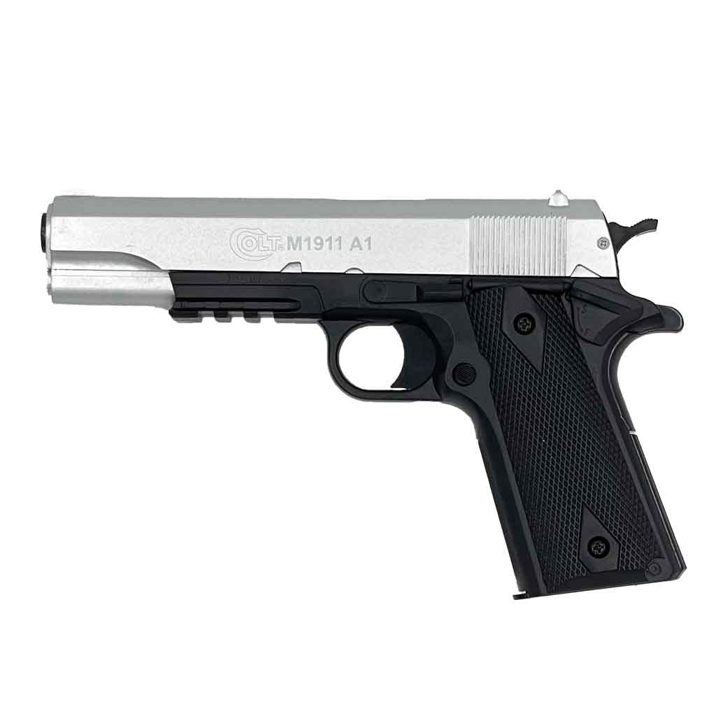 Cybergun Colt 1911 hpa Bicolore Airsoft Palla Pistola-Modello a Molla-Colore: Nero/Argento-Metallo bullone-Potenza 0,5 Joule