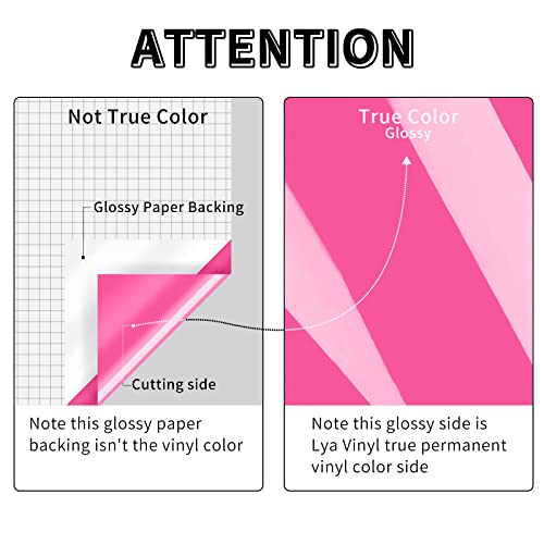 Image of Lya Vinyl 12 Pack Glossy Hot Pink Permanent Vinyl, 12 inchx12 inch Self Adhesive Vinyl Sheets for Decor Sticker, Party Decoration, Craft Projects