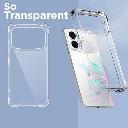 Image of Pikkme Back Cover for Oppo F33 Pro 5G PC + TPU Clear Transparent Raised Edges Shockproof Protective Phone Bumper Case(Transparent)
