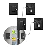Welangle 2-Pack Password Refrigerator Lock, Combination Child Proof Safety Lock，Baby Proofing fridge lock，Door Latches for Fridge Cabinet Drawer Closet, Freezer Lock No Keys Needed (Black)