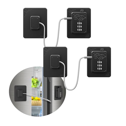 Image of Welangle 2-Pack Password Refrigerator Lock, Combination Child Proof Safety Lock，Baby Proofing fridge lock，Door Latches for Fridge Cabinet Drawer Closet, Freezer Lock No Keys Needed (Black)