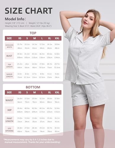 Image of NAP BOUND 100% Cotton Pajamas for Women Sets 2 Pieces Pjs Button short sleeves with Pockets Soft Sleepwear Loungewear XS-XXL