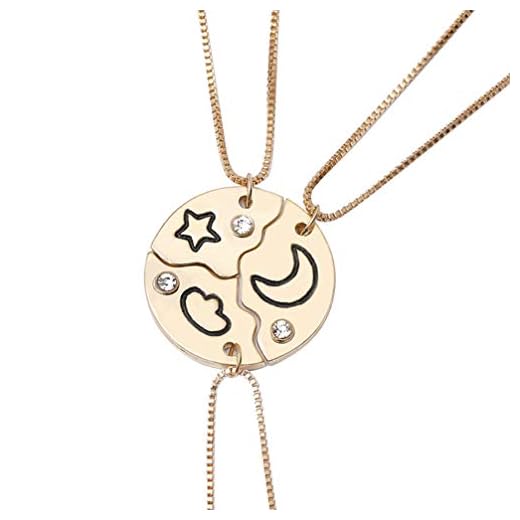 Amosfun vänner halsband strass stjärna måne moln halsband BFF halsband för 3 pussel vänskap hänge halsband gåva