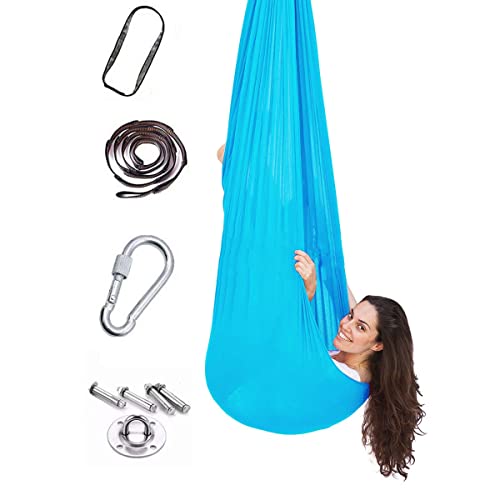 TANGIST Indoor-Therapie-Schaukel for Kinder Und Jugendliche Kuschelige Weiche Hängematte, Hängesessel, Bett for Kinder Sensorische Integration, Outdoor (Color : Lake Blue, Size : 100x280CM/39x110in) Cover