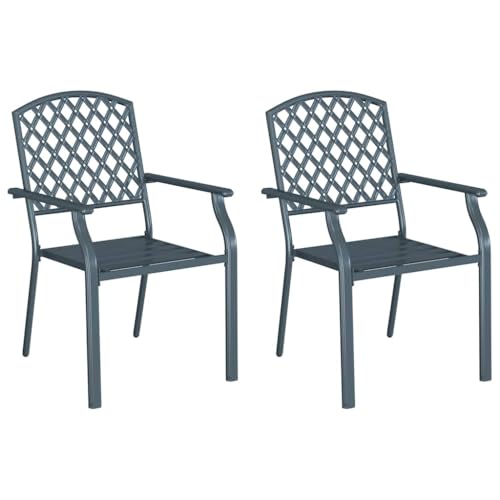 Chaise de jardin empilable gain de place en acier anthracite rectangulaire