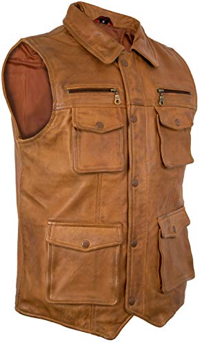 Chaleco de piel para hombre MDM ideal para rutas en moto
