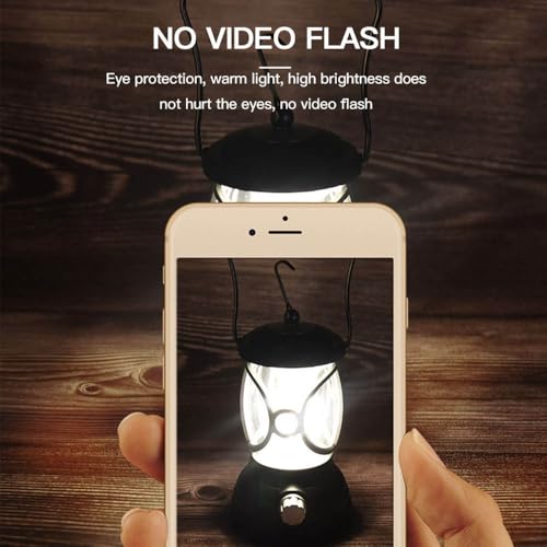 Image of QAWACHH Vintage 2 Color LED Camping Lantern Light Type-C Rechargeable Hanging Artistic Retro Outdoor Tent Light for Yard Patio Garden Lawn