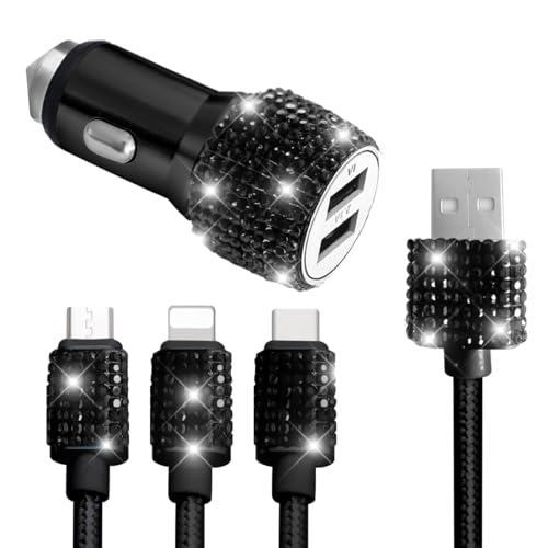 Bling Dual USB Car Charger with 3-in-1 Multi Fast Charging