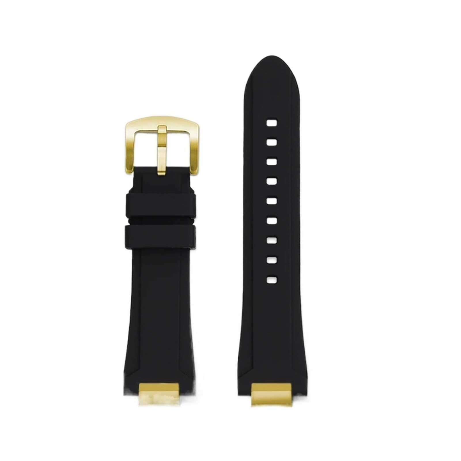 Mod Kit MTG-B3000 Resin Silicone Watch Strap Compatible With Casio MTG-B3000B Modified Quick Detachable Waterproof Rubber Watch Band(Black-gold)