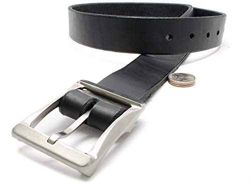 AJ's Gun Belt - USA-Made Black Bridle Leather Belt with Certified Nickel Free Titanium Buckle3