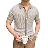 Men Tank Top Round Neck Solid Colour Hollow out Men Knitwear Sleeveless Hip Hop Trend Men Tops Striped Loose Vintage Summer All-Match Men Vest B-Khaki M