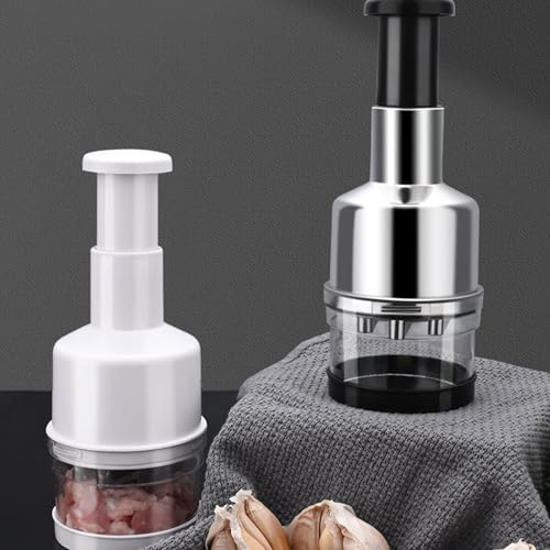 Manual Vegetable Chopper, Handheld Food Chopper with Stainless Steel Blades, Onion & Garlic Cutter, Salad & Nut Chopper, Compact & Dishwasher Safe (Black) - Image 3