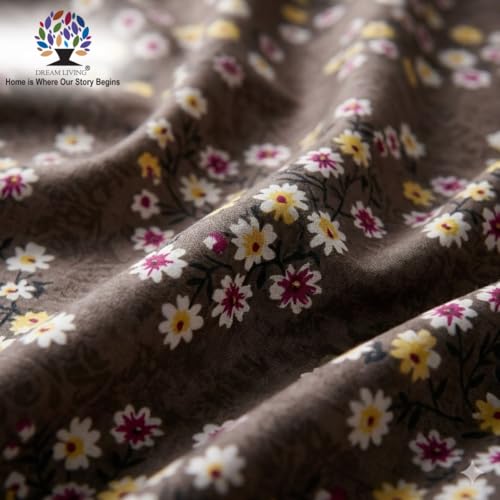 Image of Dream Living Printed Double Bedsheet with 2 Pillow Covers |110 GSM | 220x240 Cm | Brown