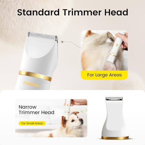 FERRISA-Dog-Clippers-for-Grooming-Small-Dog-Clipper-Dog-Grooming-Kit-with-4-Blade-Heads-Low-Noise-Dog-Grooming-kit-for-Dogs-Hair-Dog-Clippers-of-Eyes-Ears-Face-Rump