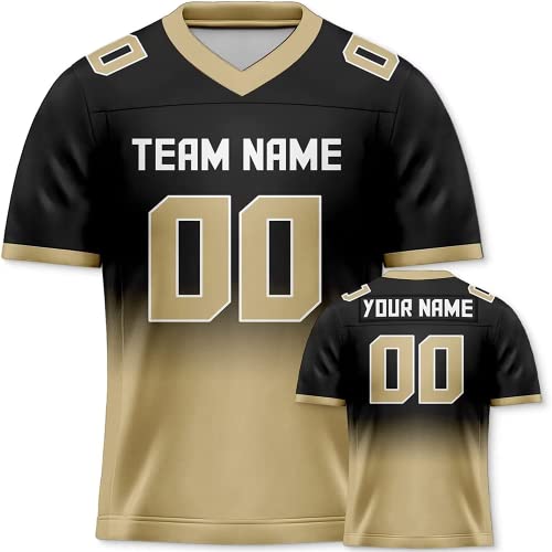 Custom Football Jersey Football Fans Gift for Men Women Youth Printed Team Name and Number (25_Khaki-Black)