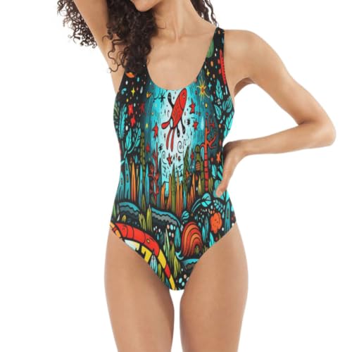 Maillot de bain 1 pièce langoustes rouges galbant avec tissu extensible pour grand confort