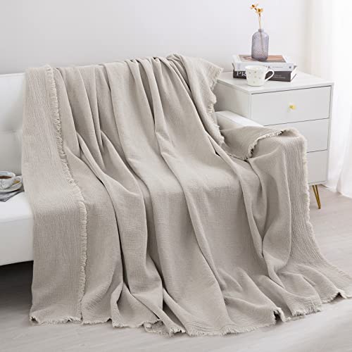 Hombys 92 Inchx108 Inch 100% Pure Linen Oversized King Blanket-Soft Linen Reversible Throw Blanket In Natural Linen Color Bed Blanket thumb #4