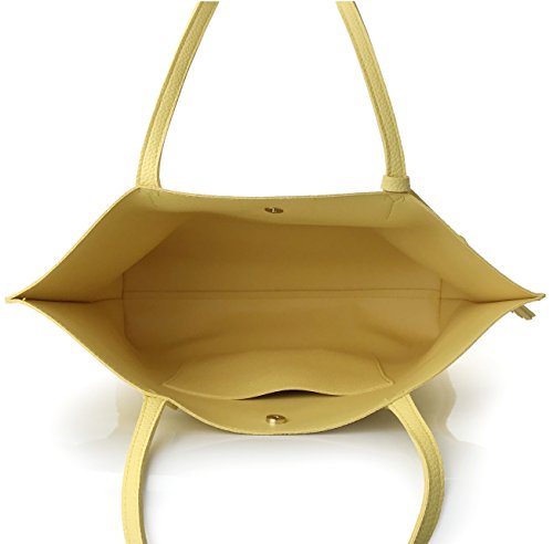 Image of Minimalist Clean Cut Pebbled Faux Leather Tote Womens Shoulder Handbag
