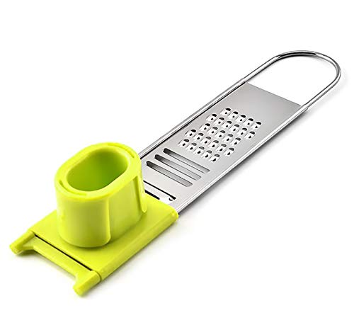MASMAS Rallador Laminador de Acero Inoxidable Triturador de Ajos Molinillo de Especies Jengibre Rebanador y Cortador de Vegetales y Quesos (Verde)