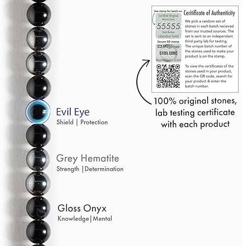 Mesmerize Evil Eye Protection Bracelets with Mag Snap Closure | Unisex Collection | Original Stones to avoid negative energy | Durable Mag Snap 2 Magnetic Closure | Lab-Tested Certificate & 6-Month Warranty Included.