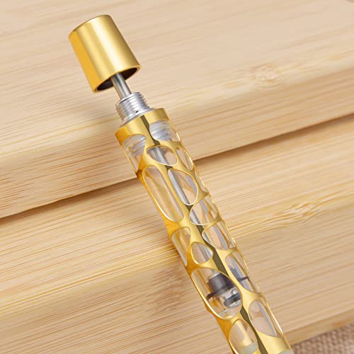 Asvine V169 Vacuum Filling Fountain Pen Medium Nib, Water Drop Skeleton Gold Trim Transparent Clear Acrylic Pen Case Set #TOP6