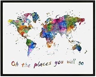 Oh The Places You Will Go Quotes The World Map Wall Art Watercolor World Map Art Nursery Print Travel Poster 8x10inch No Framed