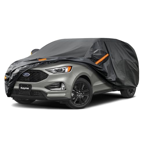 Kayme 7 Layers SUV Car Cover Custom Fit for Ford Edge (2015-2025) Waterproof All Weather for Automobiles, Outdoor Full Cover Rain Sun UV Protection.Bl