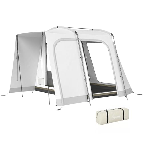 Outsunny Heckzelt für 2-4 Personen 320 x 280 x 205cm 2 in 1 Autozelt wasserdicht Tunnelzelt mit 4 Türen Fenster Vorzelt Bodenplane Tasche Auto Zelt Familienzelt Heckklappenzelt für Camping Reise SUV