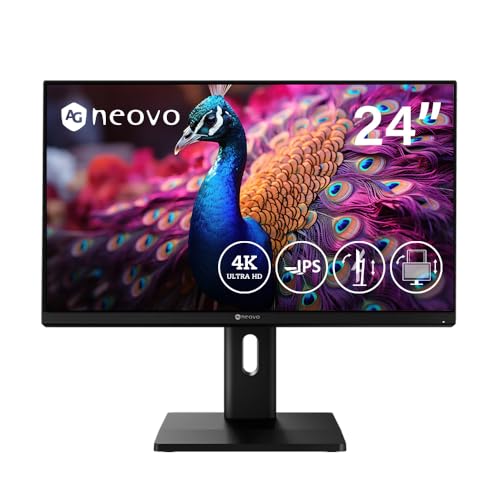 AG Neovo EM2451 24 Inch 4K Monitor, 3840 x 2160 UHD, IPS, 100% sRGB, 93% DCI-P3, Height Adjustable,...