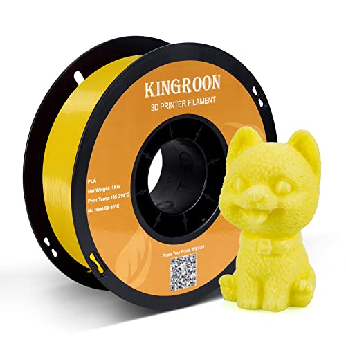 Image of Kingroon PLA 3D Printer Filament, Dimensional Accuracy + /- 0.02 mm, 1 kg Spool(2.2lbs), 1.75 mm,Yellow