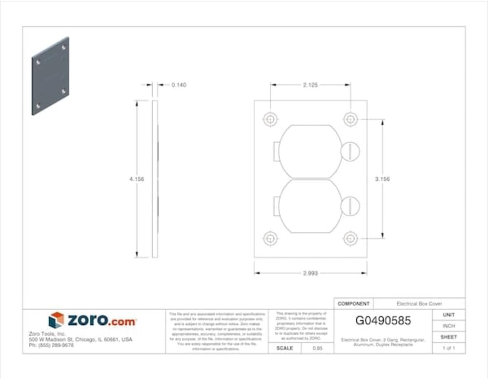 Floor Box Cover, Rectangular, 4-3/16 in.
