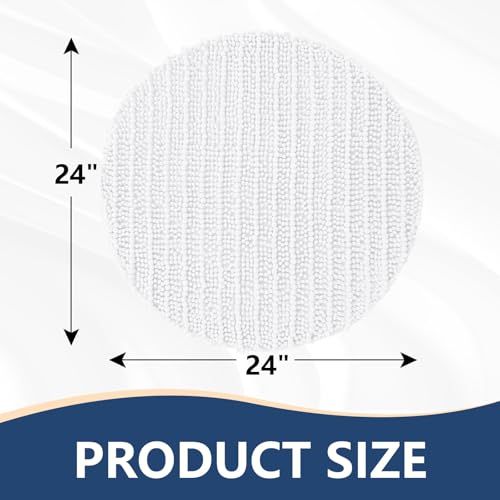 Image of Arotive Round Bathroom Rugs 24x24, Extra Soft Thick Absorbent Shaggy Chenille Bath Rugs, Machine Wash Dry, Bath Mats for Bathroom Floor, Tub and Shower, Home Decor Accessories, White