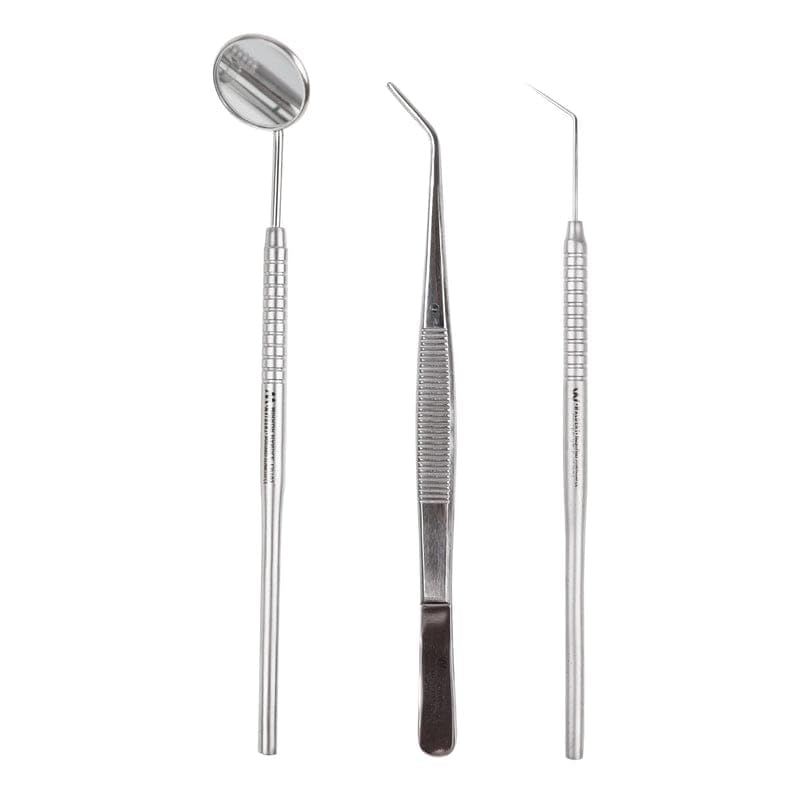 PMT Instrument Kit Pack Of 3 Piece (Mouth Mirror With Handle, Straight Probe, Tweezer) SET OF 4 PACK-image-17