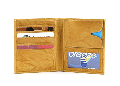 Bacci Mens Wallet Leather Trifold - Top grain cowhide Leather Wallet for Men with 1 ID window, 6 cards, 2 inner slots & 2 cash compartments - Timeless Hipster Men's Wallet (Tan)2