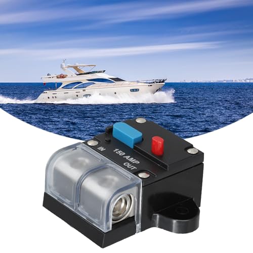 Wodsty Disyuntor reajustable para coche, caravana, camión, 12 V, 48 V, 150 A, reinicio manual, aleación de zinc, ignífugo, para sistemas de audio y video y carga auxiliar