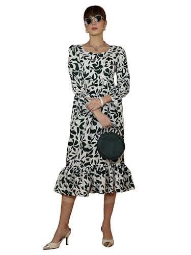 Image of Sheetal Associates Women's Casual Flared Sleeve Crepe Floral Fit and Flare Dress